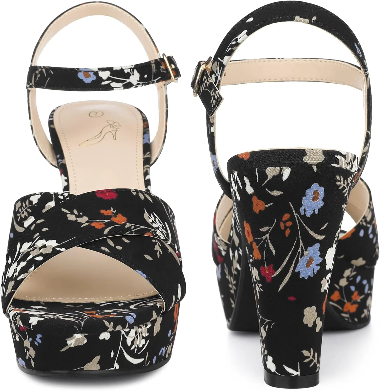 Perphy Platform Heel Slingback Floral Heels Sandals for Women