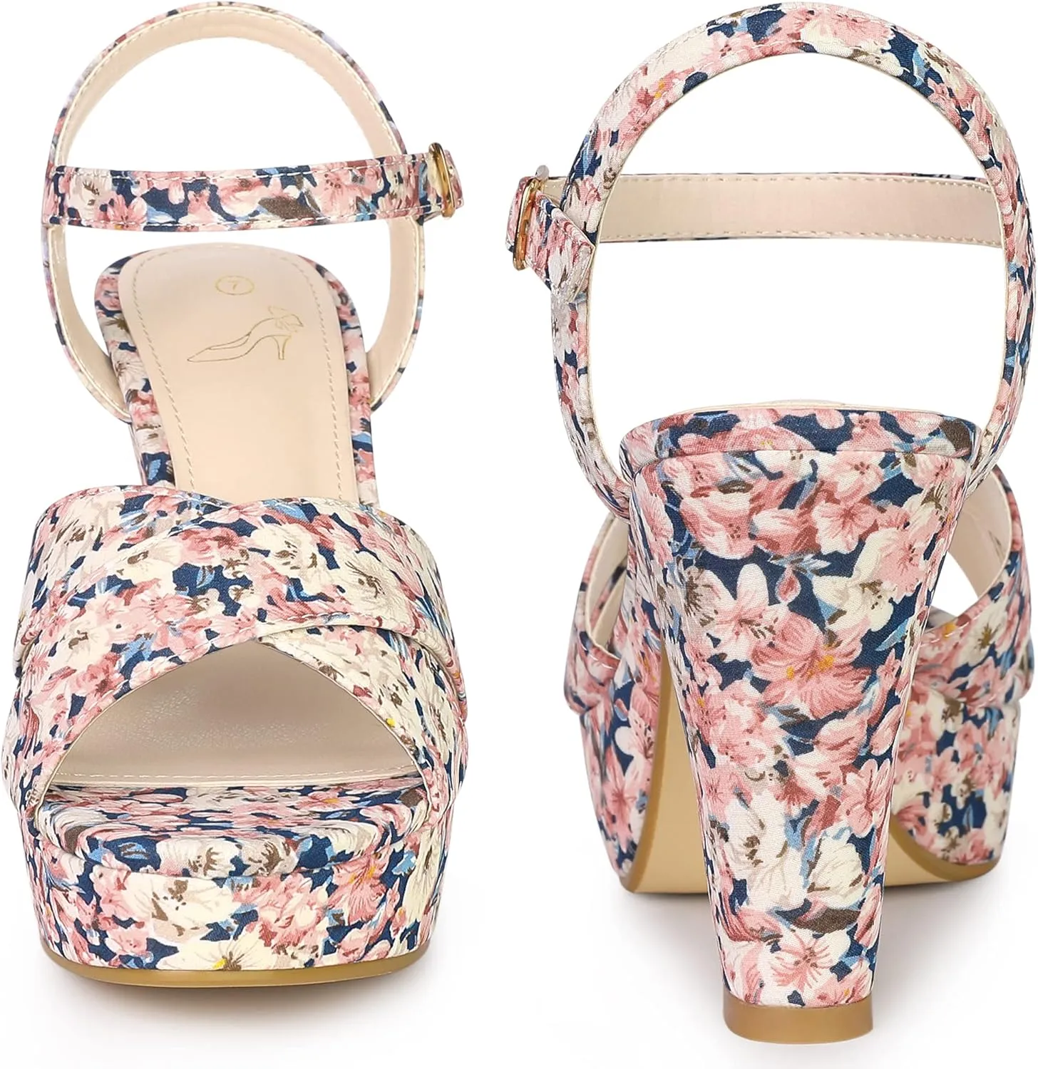 Perphy Platform Heel Slingback Floral Heels Sandals for Women