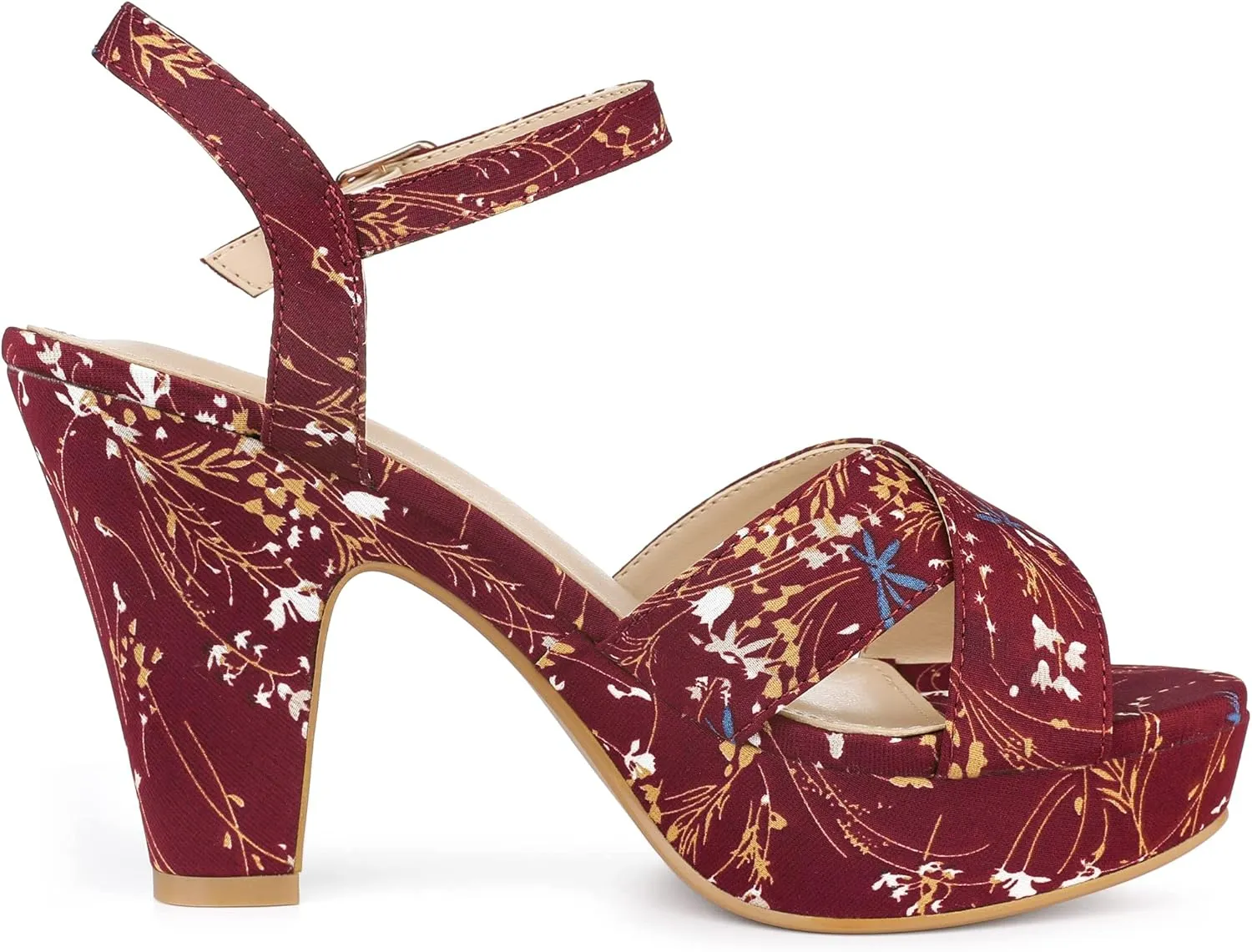 Perphy Platform Heel Slingback Floral Heels Sandals for Women