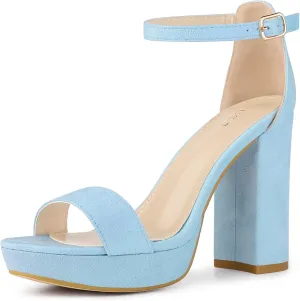 Perphy Platform High Heels Ankle Buckle Strap Chunky Heel Sandals for Women