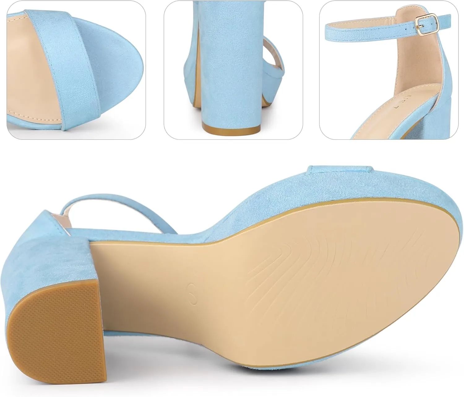 Perphy Platform High Heels Ankle Buckle Strap Chunky Heel Sandals for Women