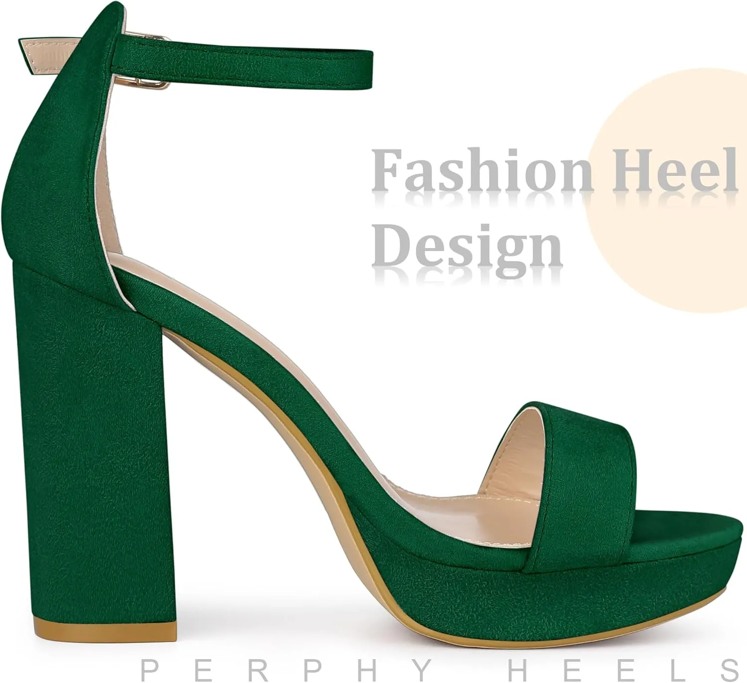 Perphy Platform High Heels Ankle Buckle Strap Chunky Heel Sandals for Women
