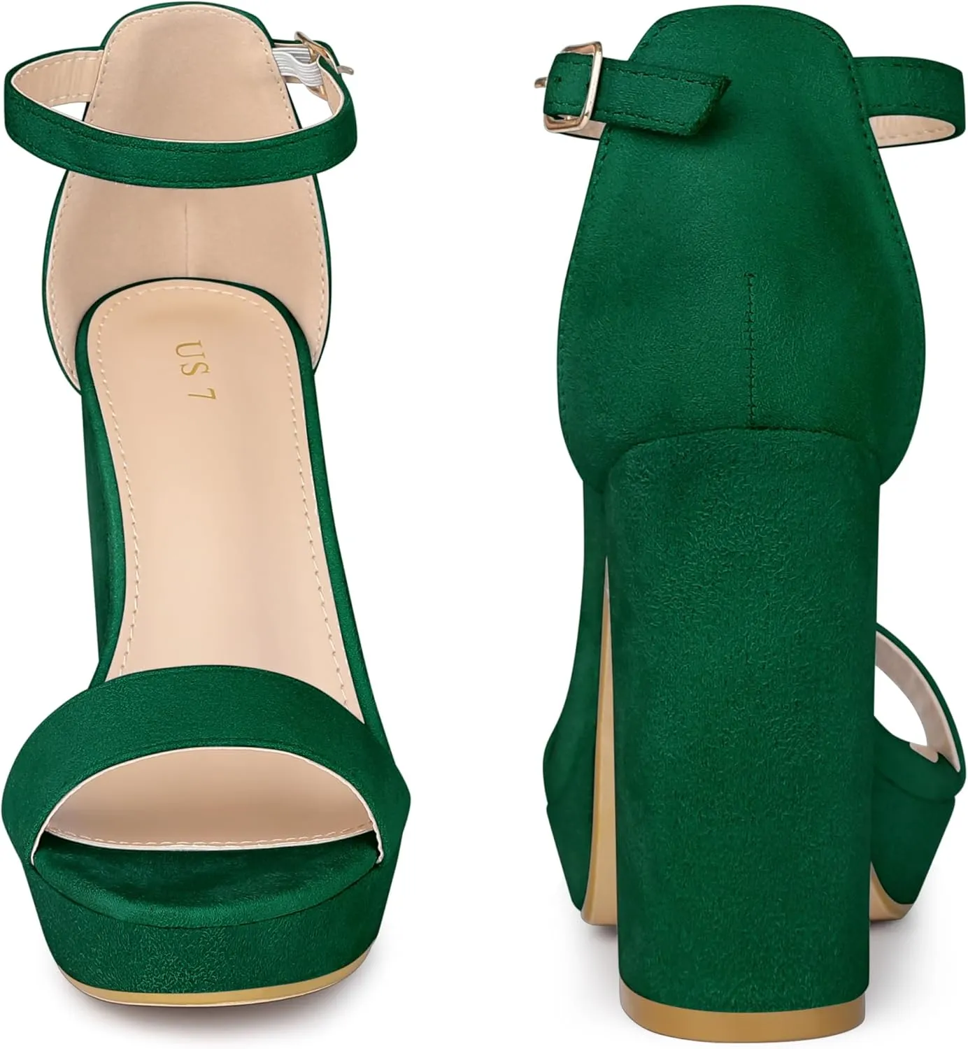 Perphy Platform High Heels Ankle Buckle Strap Chunky Heel Sandals for Women