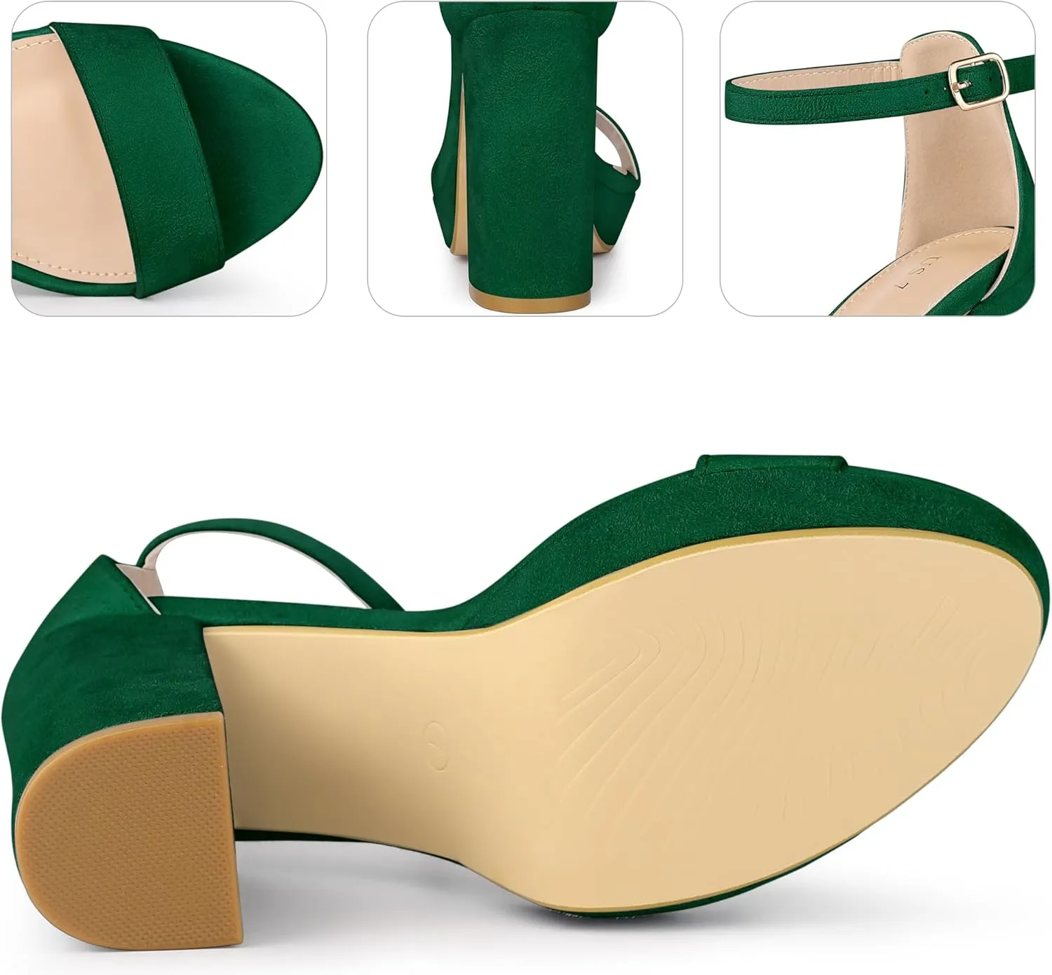 Perphy Platform High Heels Ankle Buckle Strap Chunky Heel Sandals for Women