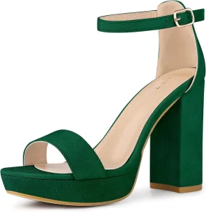 Perphy Platform High Heels Ankle Buckle Strap Chunky Heel Sandals for Women