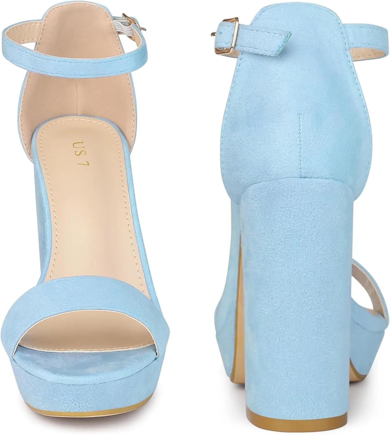 Perphy Platform High Heels Ankle Buckle Strap Chunky Heel Sandals for Women