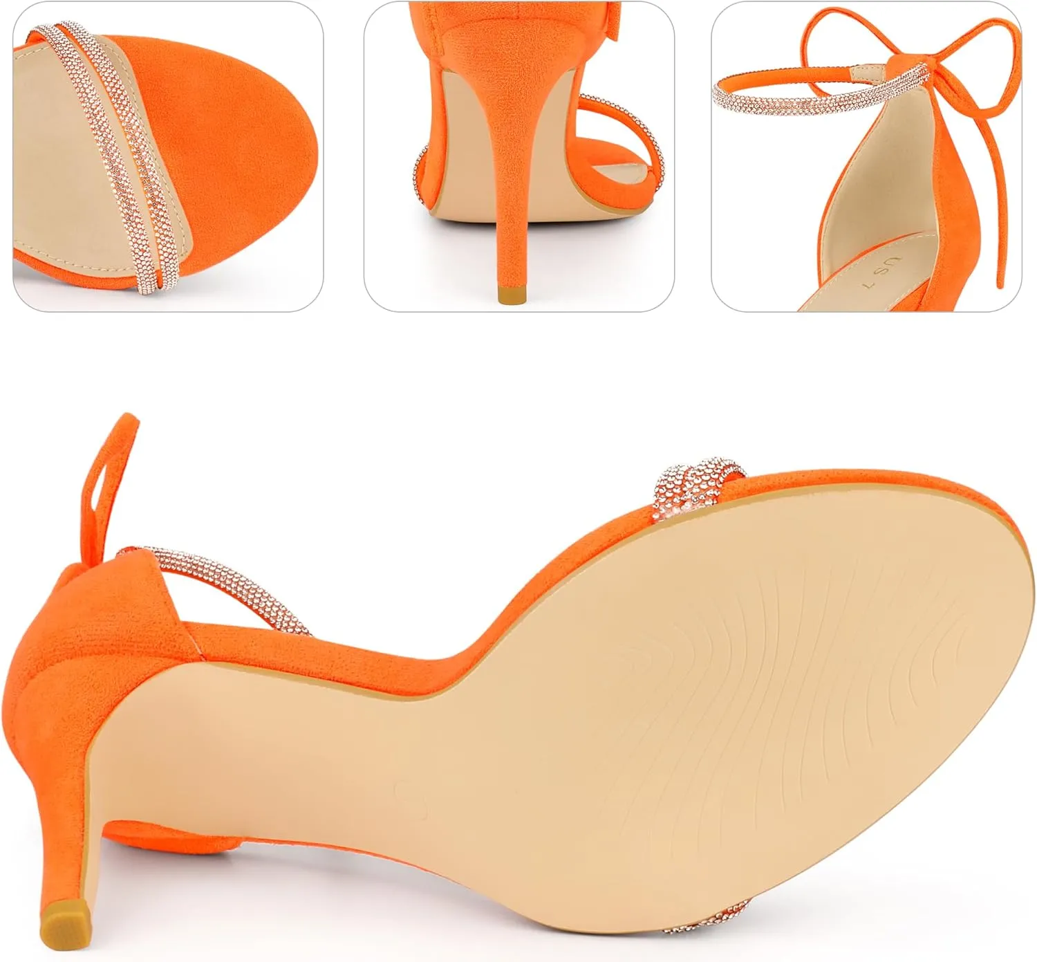Perphy Rhinestone Ankle Tie Stiletto Heels Sandals for Women