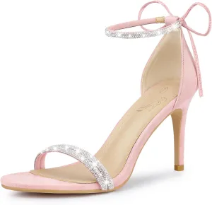Perphy Rhinestone Ankle Tie Stiletto Heels Sandals for Women