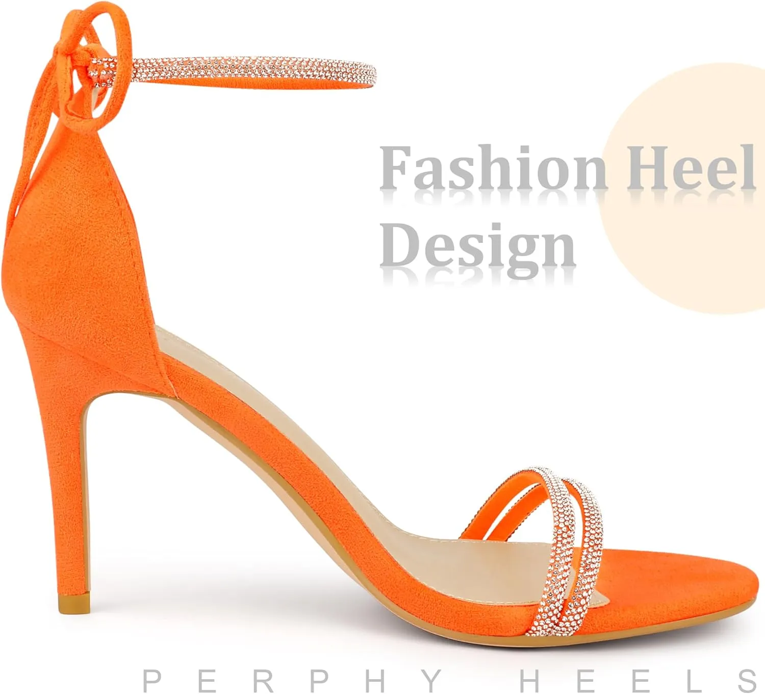 Perphy Rhinestone Ankle Tie Stiletto Heels Sandals for Women