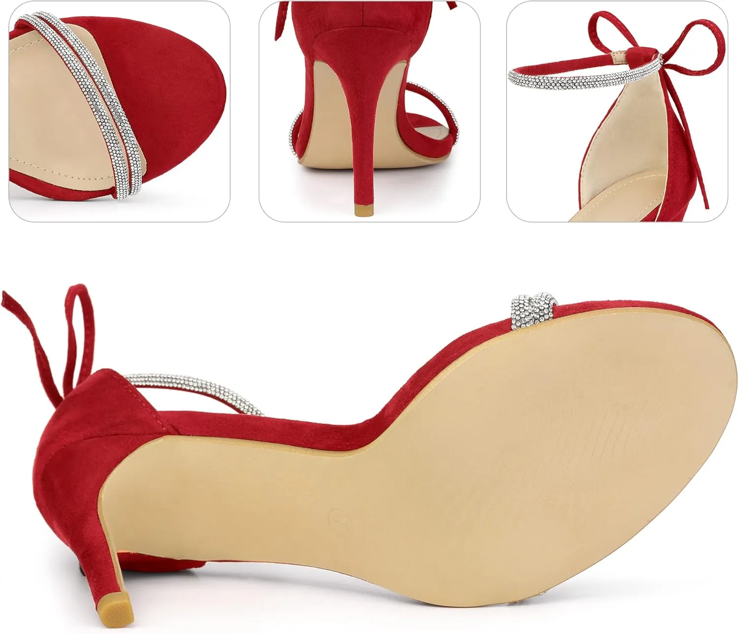 Perphy Rhinestone Ankle Tie Stiletto Heels Sandals for Women
