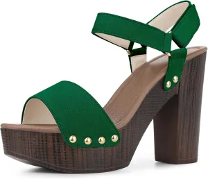 Perphy Round Toe Platform Slingback Chunky Heel Sandals for Women