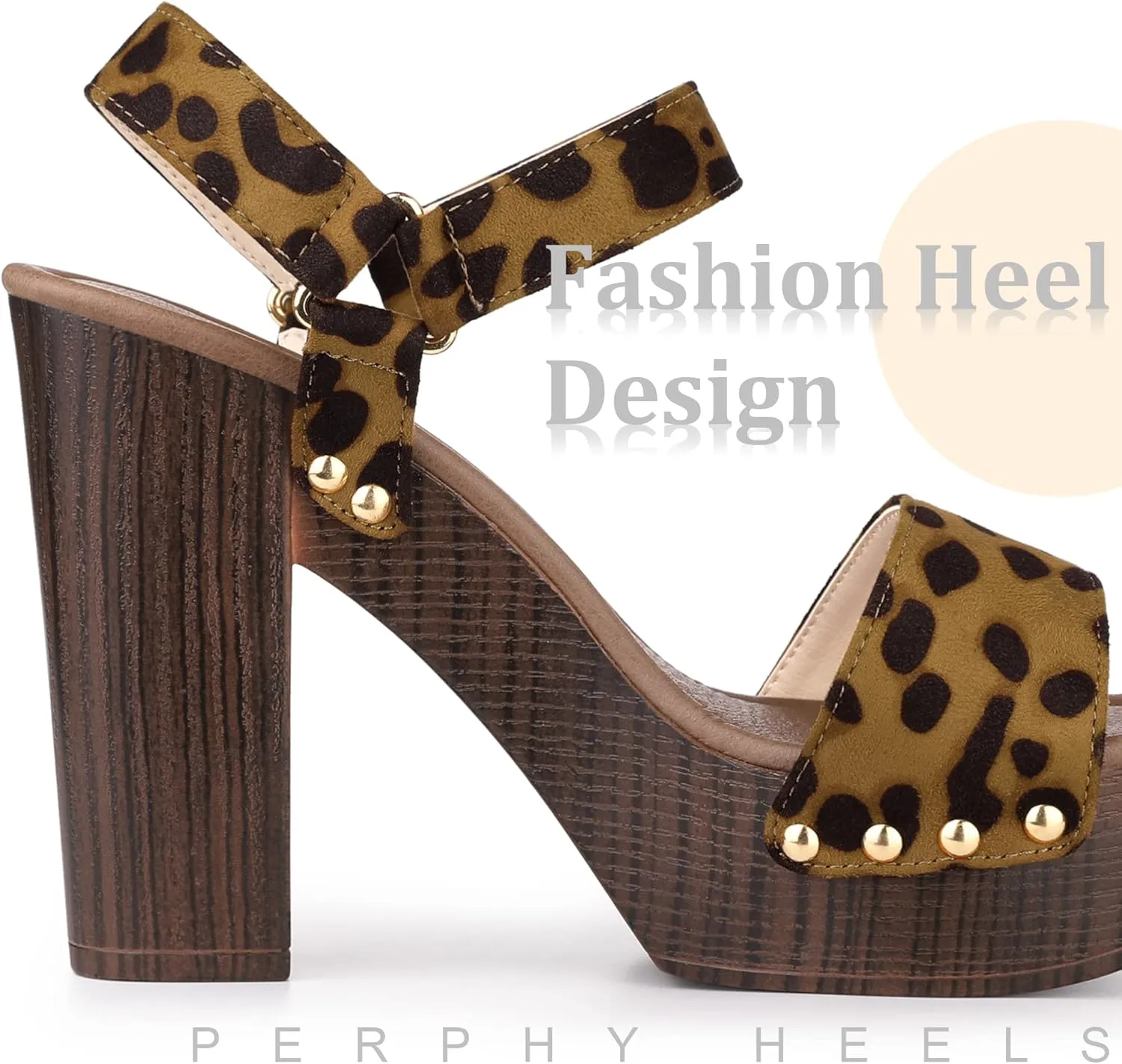 Perphy Round Toe Platform Slingback Chunky Heel Sandals for Women