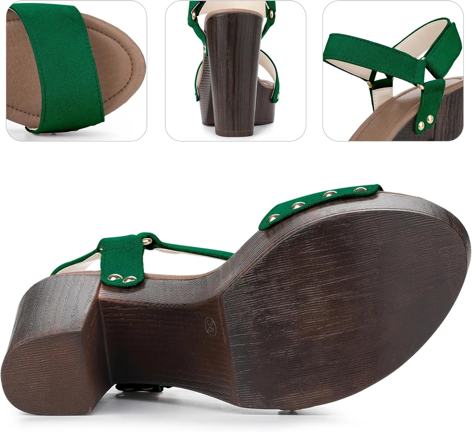 Perphy Round Toe Platform Slingback Chunky Heel Sandals for Women
