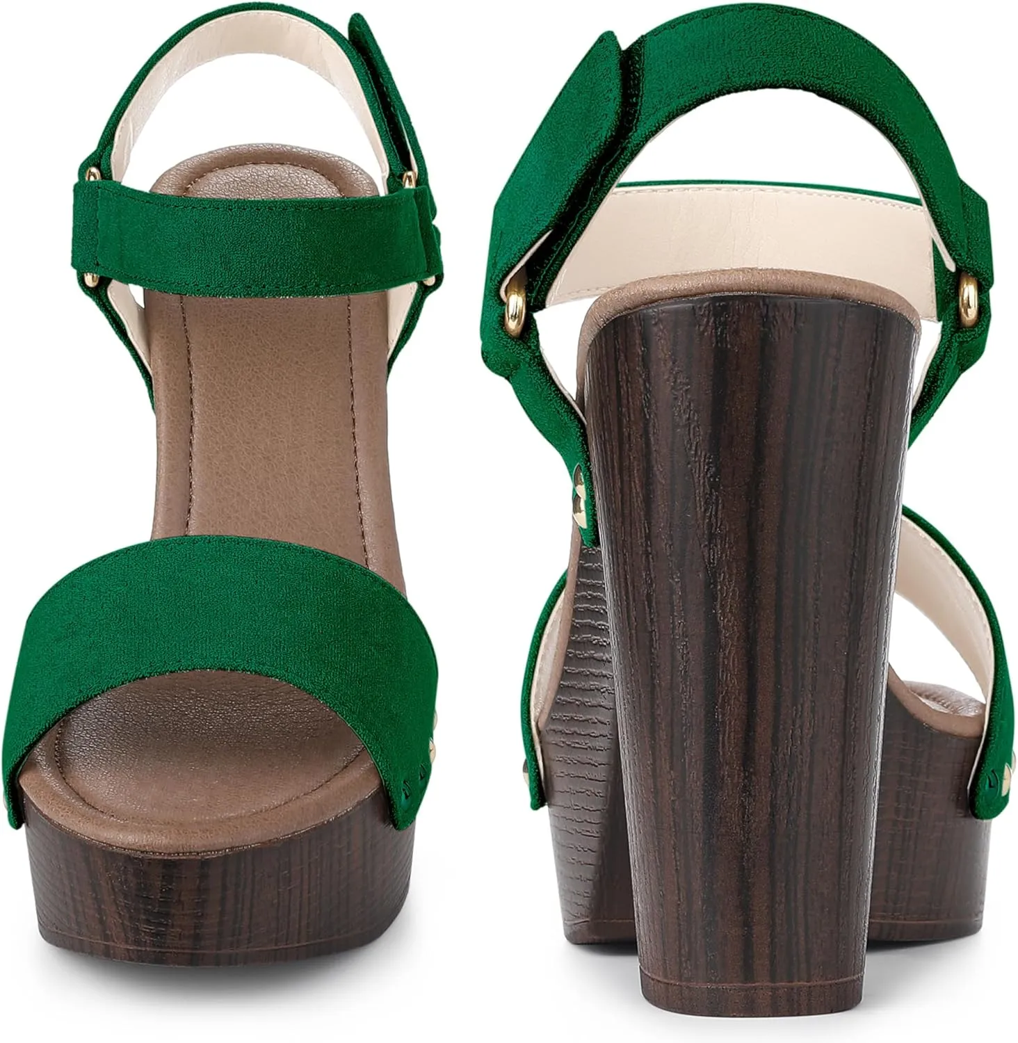 Perphy Round Toe Platform Slingback Chunky Heel Sandals for Women