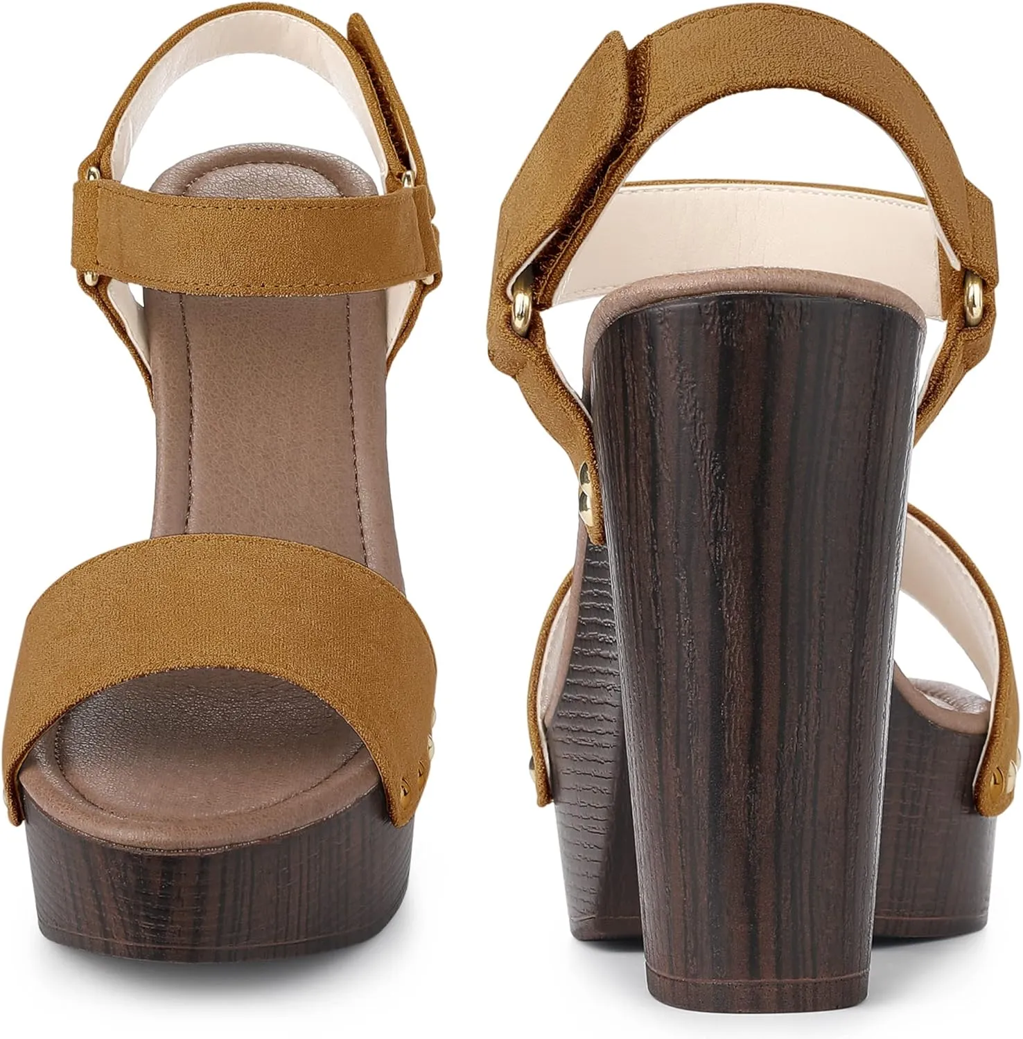 Perphy Round Toe Platform Slingback Chunky Heel Sandals for Women