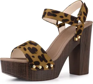 Perphy Round Toe Platform Slingback Chunky Heel Sandals for Women