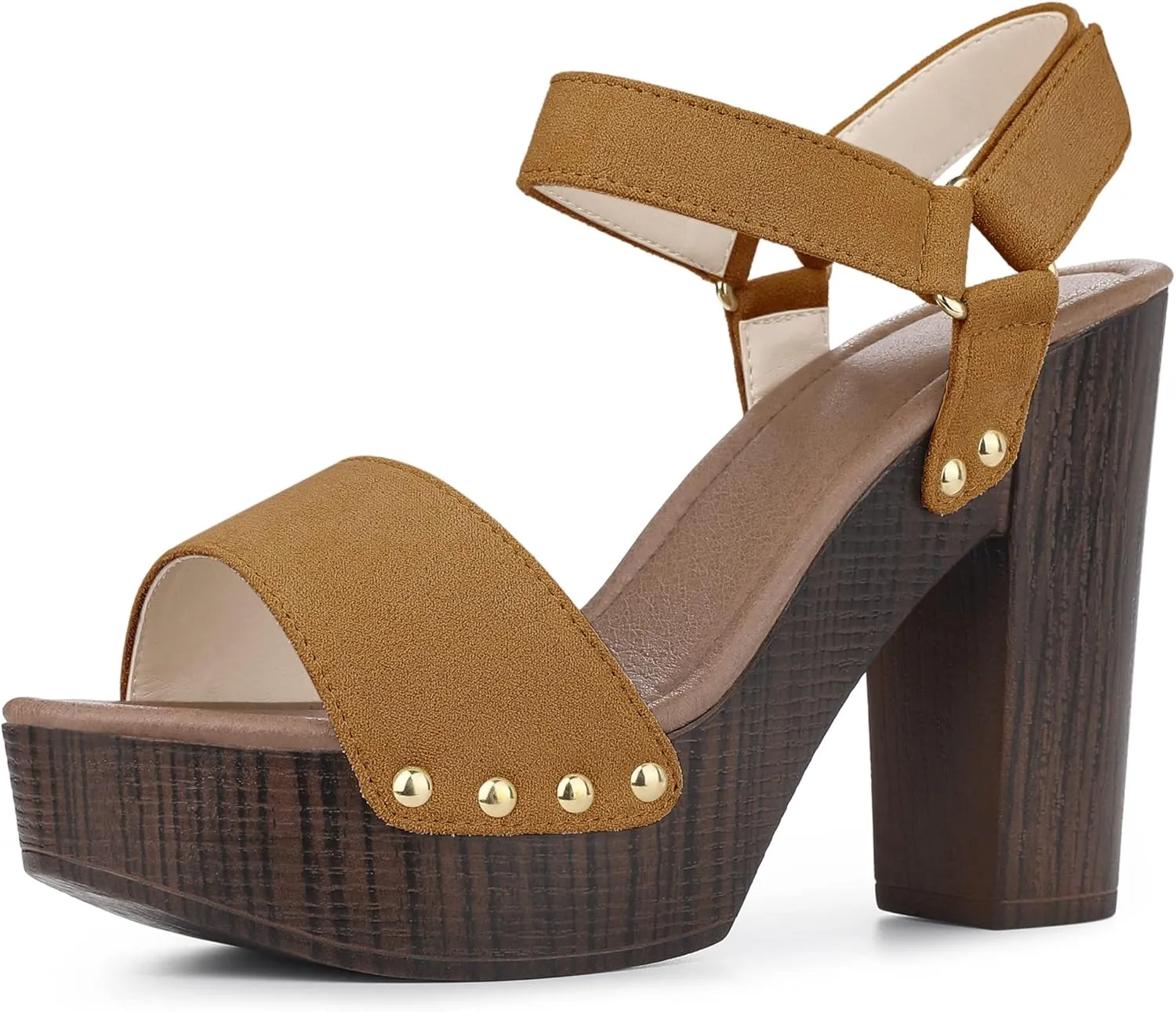 Perphy Round Toe Platform Slingback Chunky Heel Sandals for Women