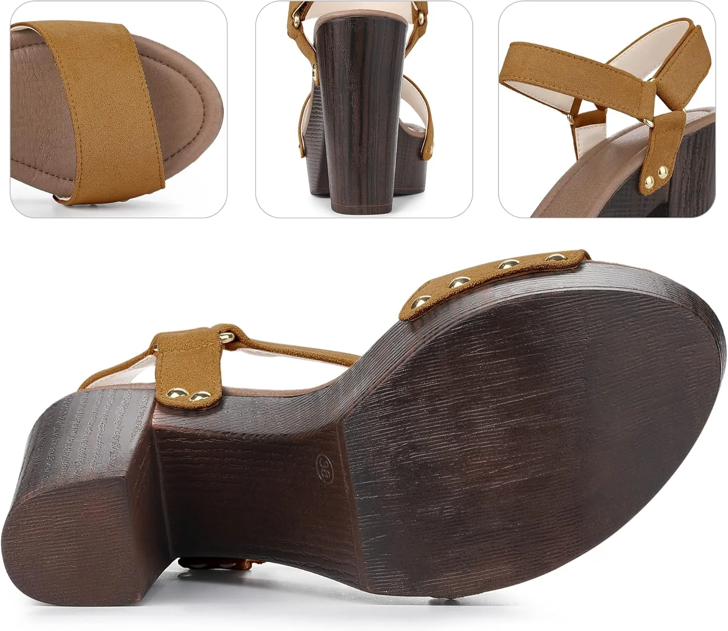Perphy Round Toe Platform Slingback Chunky Heel Sandals for Women