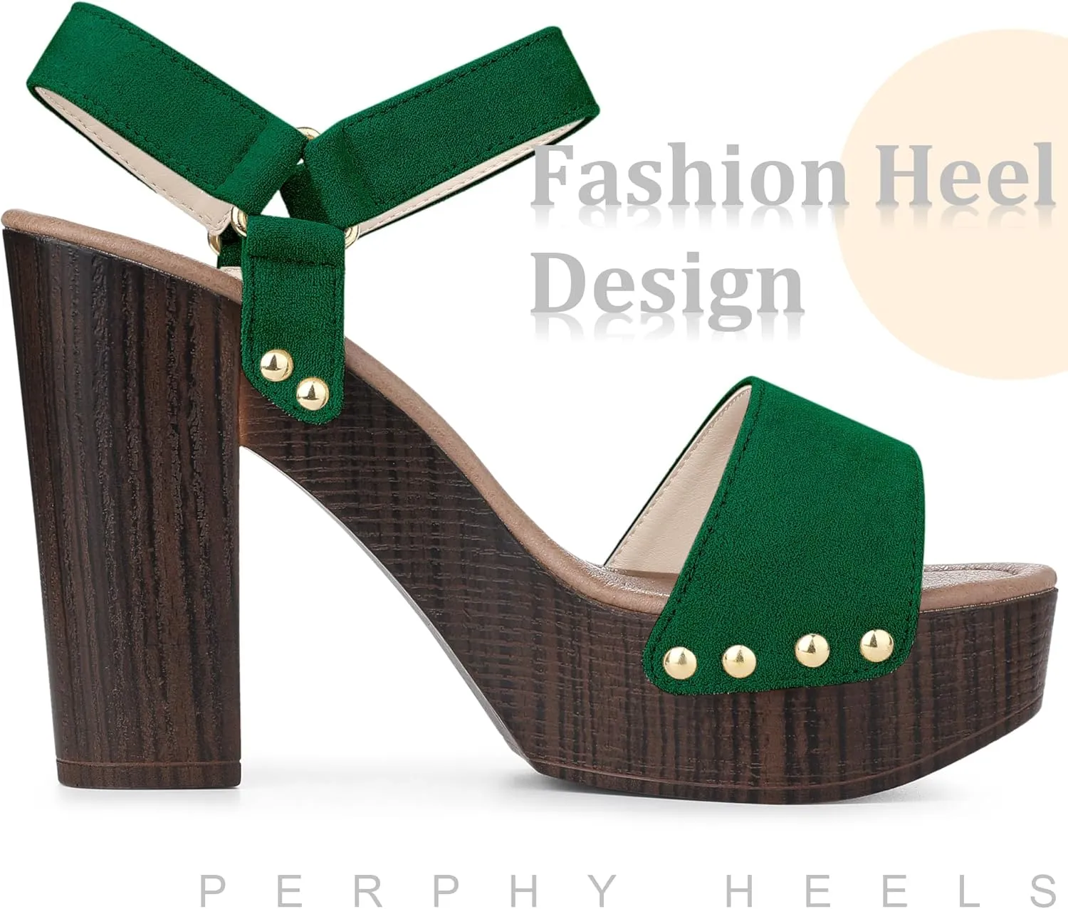 Perphy Round Toe Platform Slingback Chunky Heel Sandals for Women