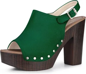 Perphy Slingback Platform Chunky High Heel Sandals for Women
