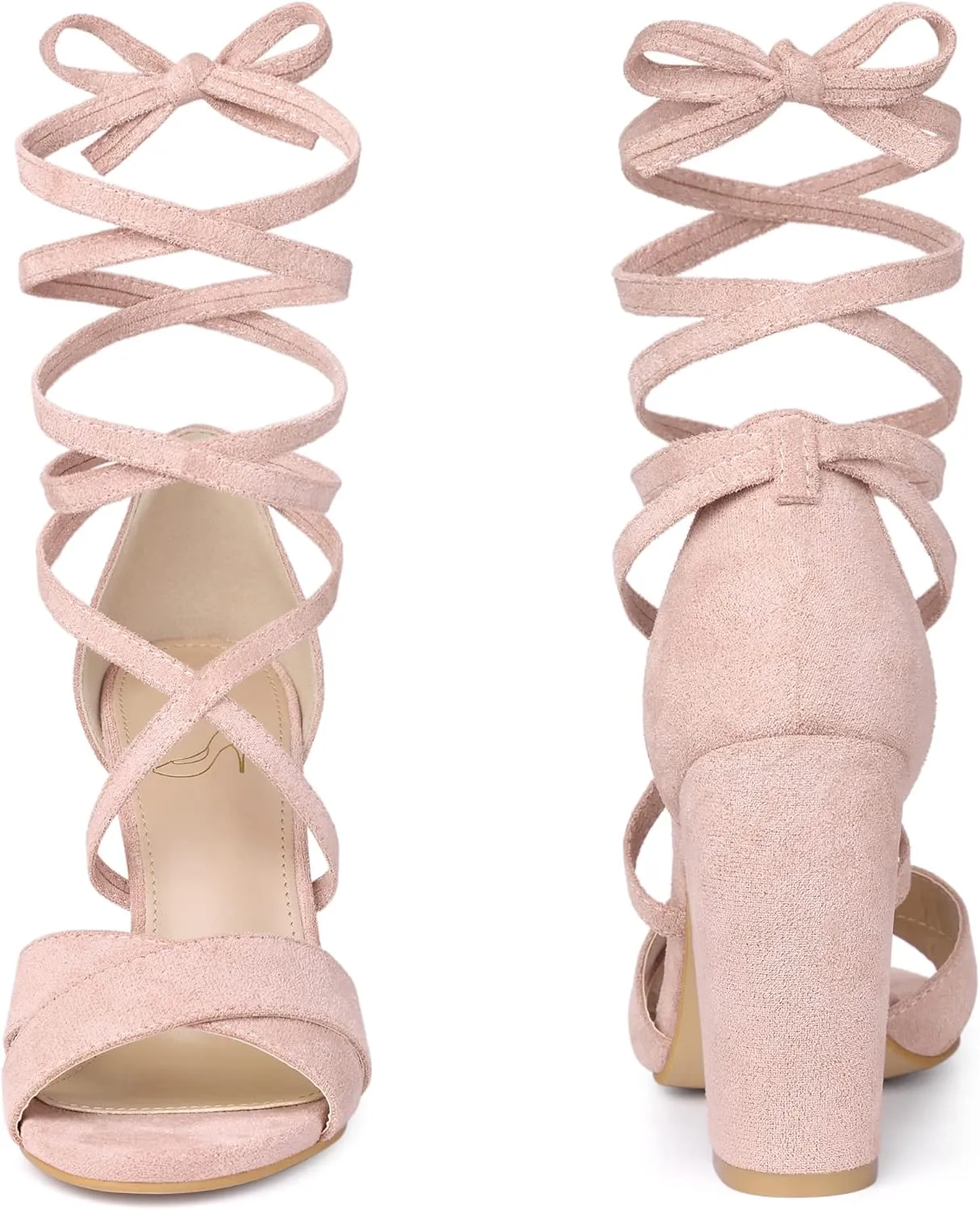 Perphy Strappy Chunky Heels Lace Up Sandals for Women