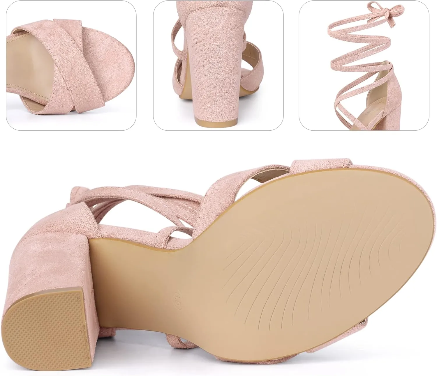 Perphy Strappy Chunky Heels Lace Up Sandals for Women