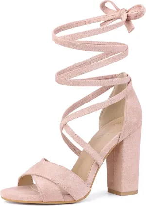 Perphy Strappy Chunky Heels Lace Up Sandals for Women