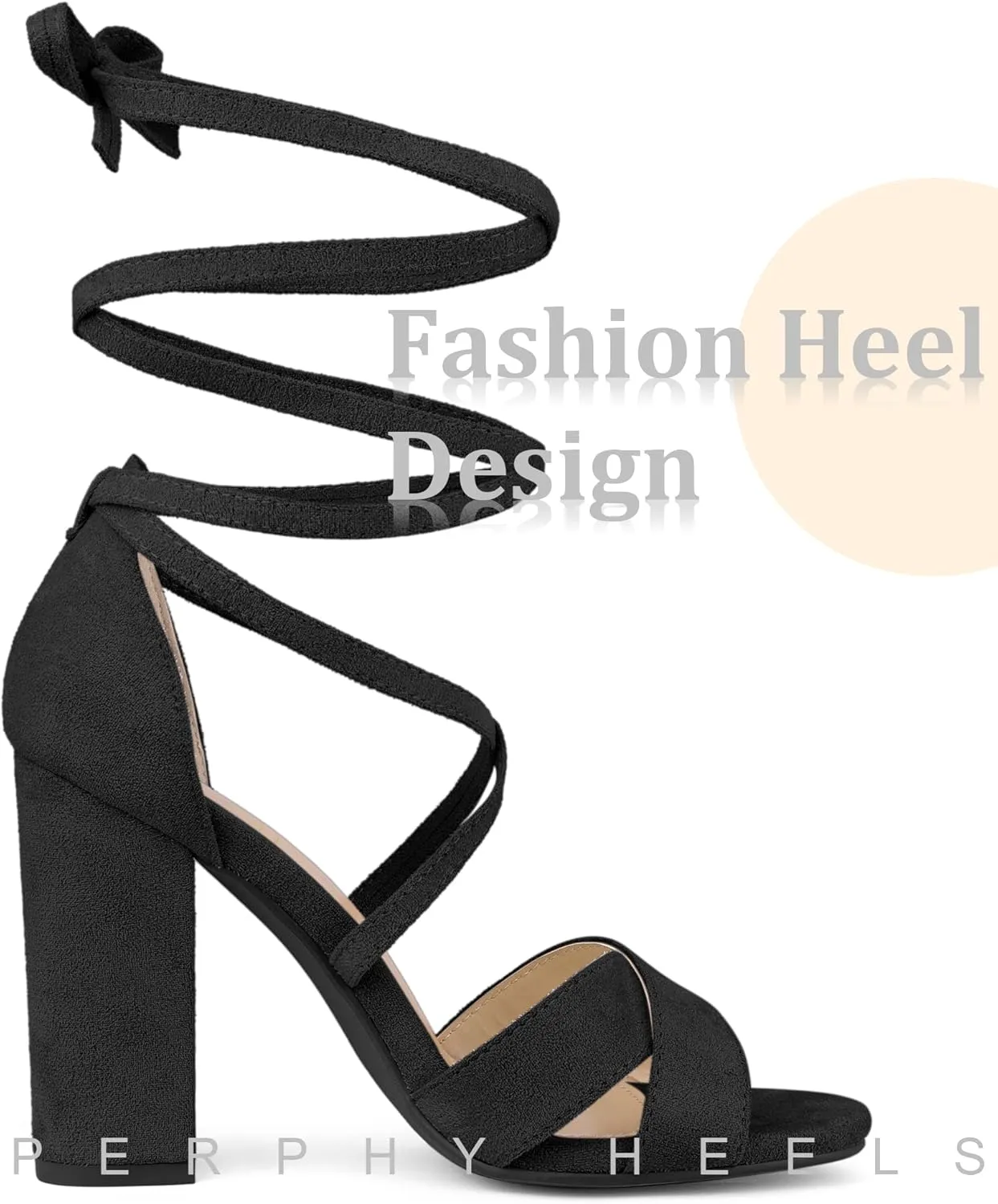 Perphy Strappy Chunky Heels Lace Up Sandals for Women