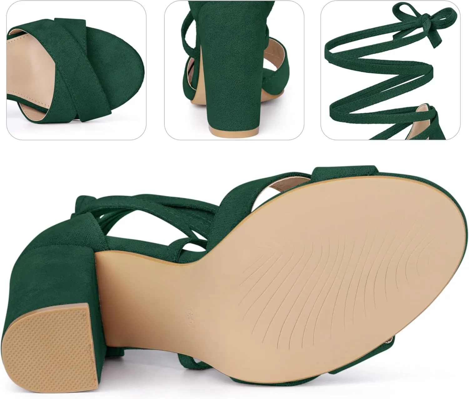 Perphy Strappy Chunky Heels Lace Up Sandals for Women