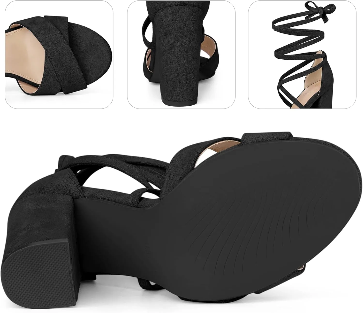 Perphy Strappy Chunky Heels Lace Up Sandals for Women