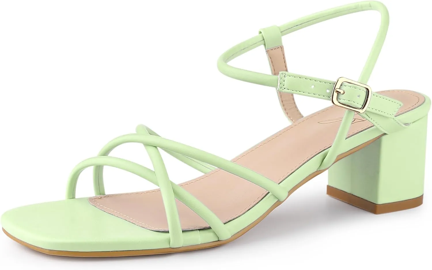 Perphy Strappy Heels Square Toe Slingback Chunky Heel Sandals for Women