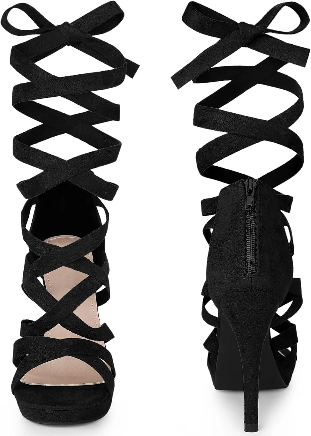 Perphy Strappy Platform Lace Up Stiletto Heels Sandals for Women