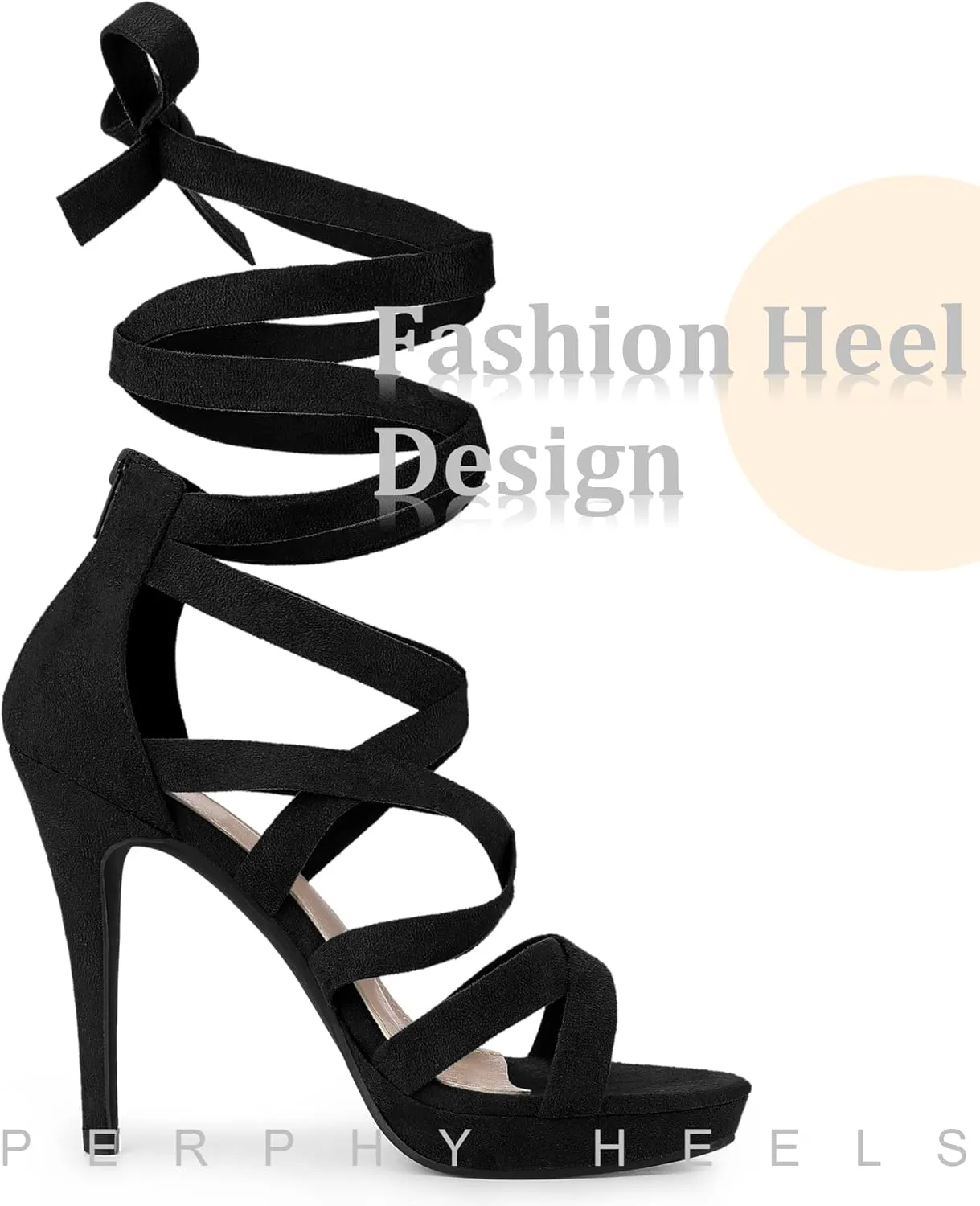 Perphy Strappy Platform Lace Up Stiletto Heels Sandals for Women