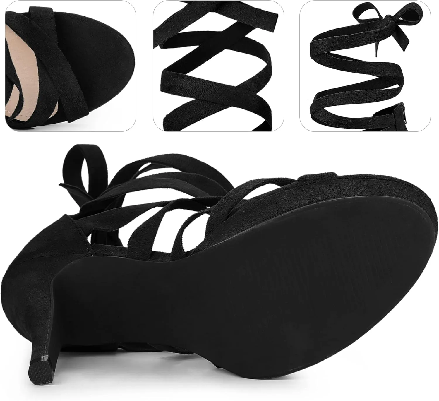 Perphy Strappy Platform Lace Up Stiletto Heels Sandals for Women