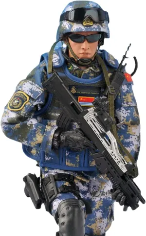 Pipigirl 1/6 Scale 12Inch Special Forces Action Figure Swat Team Flexible Soldier Figure Model,Kids Adults-Chinese Marine Corps, Accessories Collection Military Toys