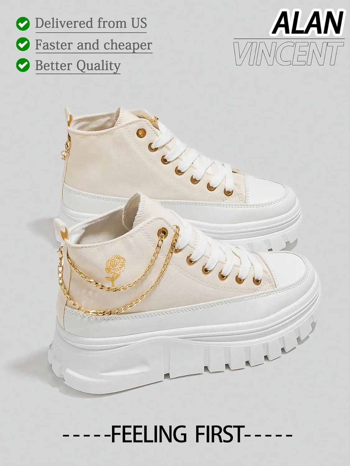 Platform Sneakers Canvas Stylish Height Increase for Women Casual Wear with 2.75 Inch Sole Black White Solid Color High Top Shoes for Daily Outfits Street Fashion