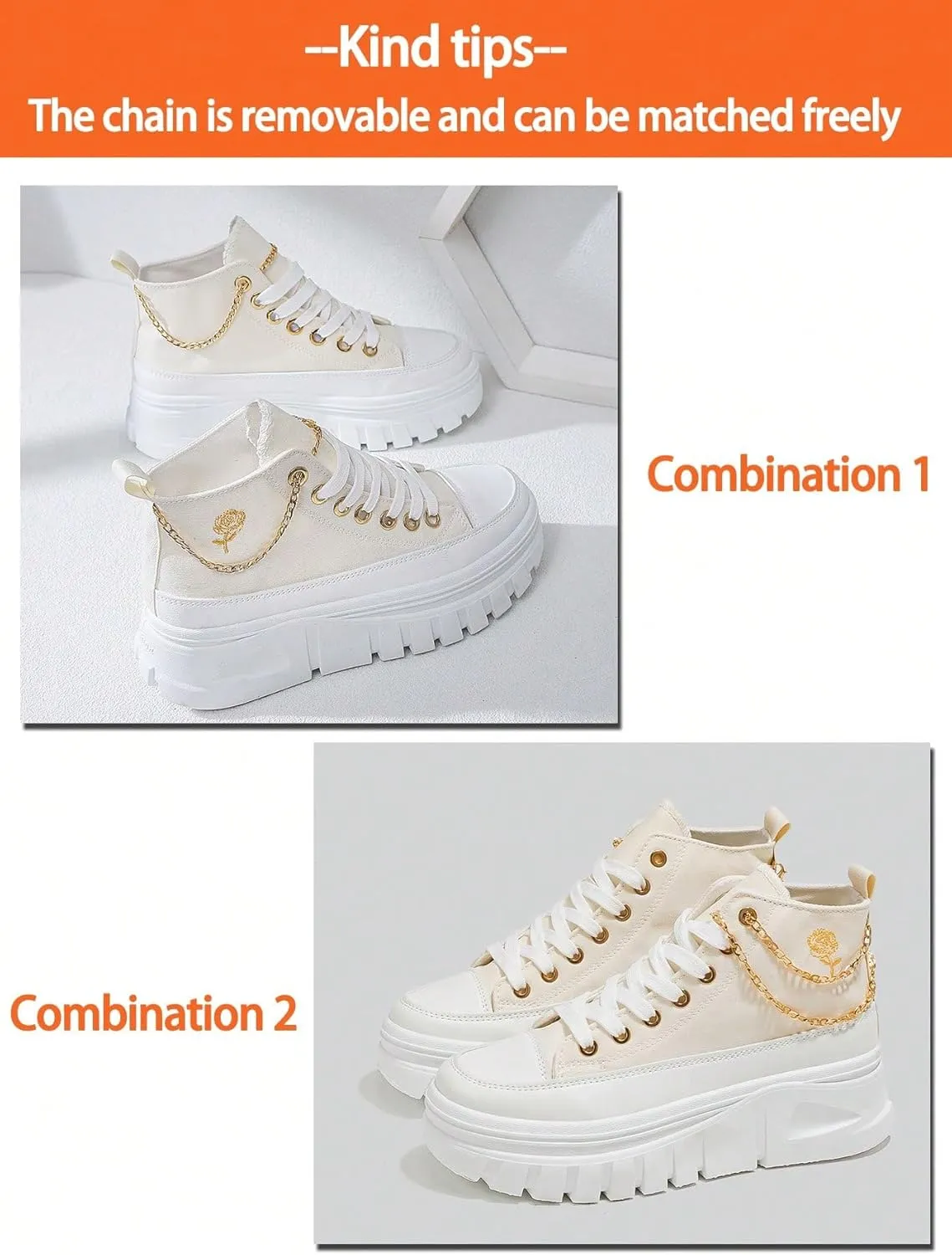 Platform Sneakers Canvas Stylish Height Increase for Women Casual Wear with 2.75 Inch Sole Black White Solid Color High Top Shoes for Daily Outfits Street Fashion