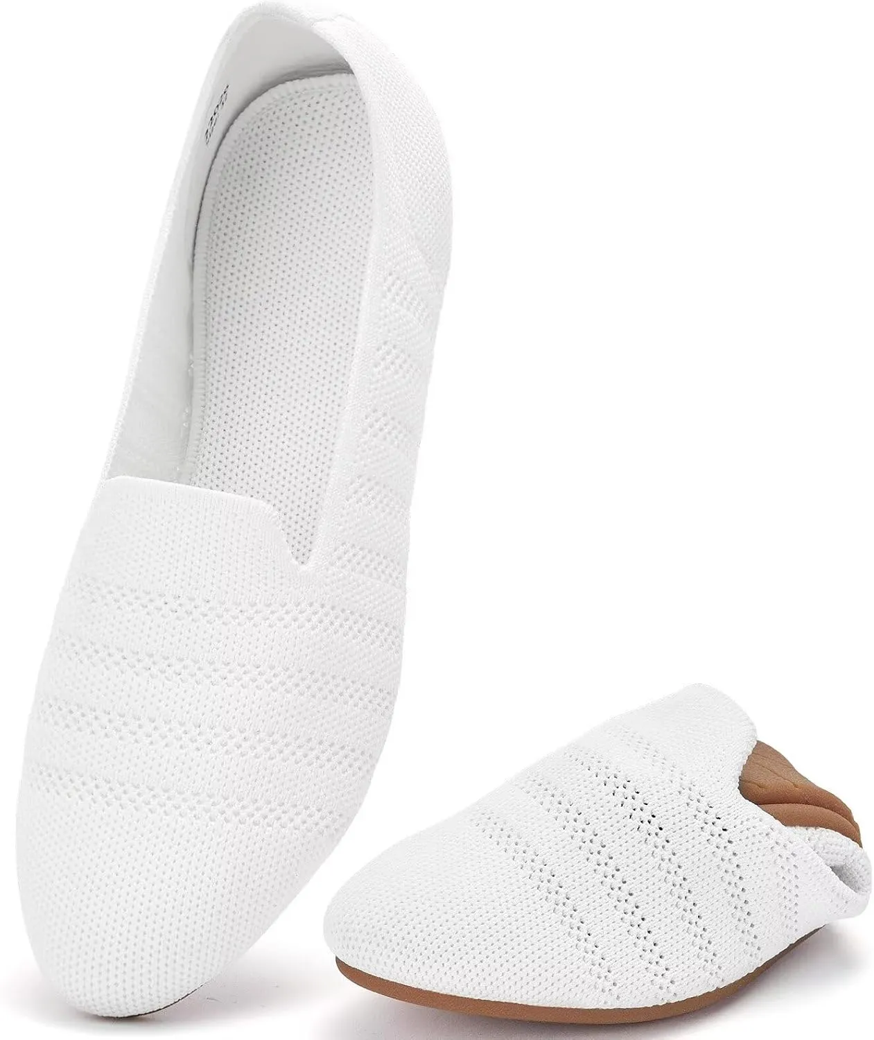 poemlady Women’s Ballet Flat Shoes Dress Shoes Knit Round Toe Slip On Ballerina Walking Flats Shoes for Woman Low Wedge Casual