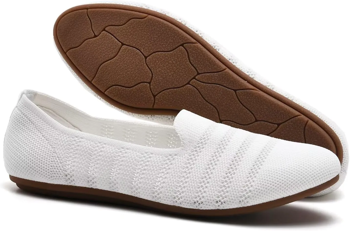 poemlady Women’s Ballet Flat Shoes Dress Shoes Knit Round Toe Slip On Ballerina Walking Flats Shoes for Woman Low Wedge Casual