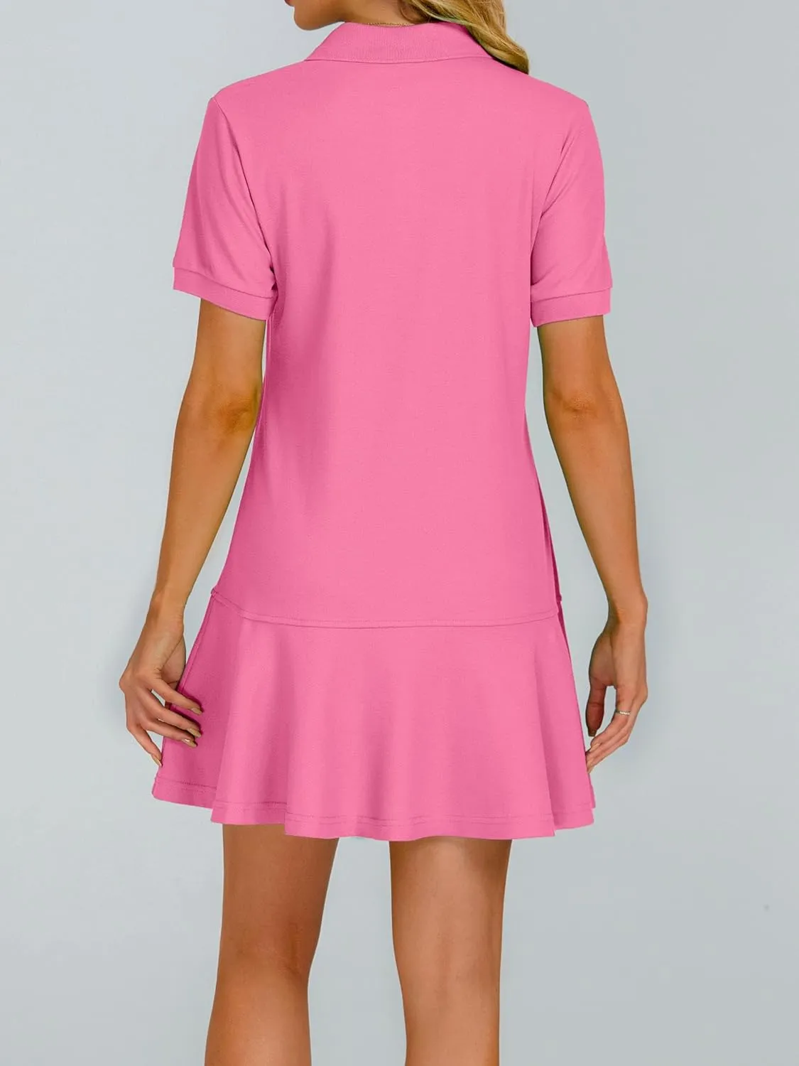 Polo Dress for Women Short Sleeve Ruffle Hem Golf Tennis Workout Dress Pleated Summer Mini Dresses