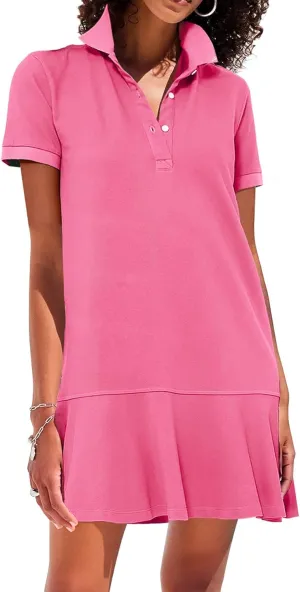 Polo Dress for Women Short Sleeve Ruffle Hem Golf Tennis Workout Dress Pleated Summer Mini Dresses