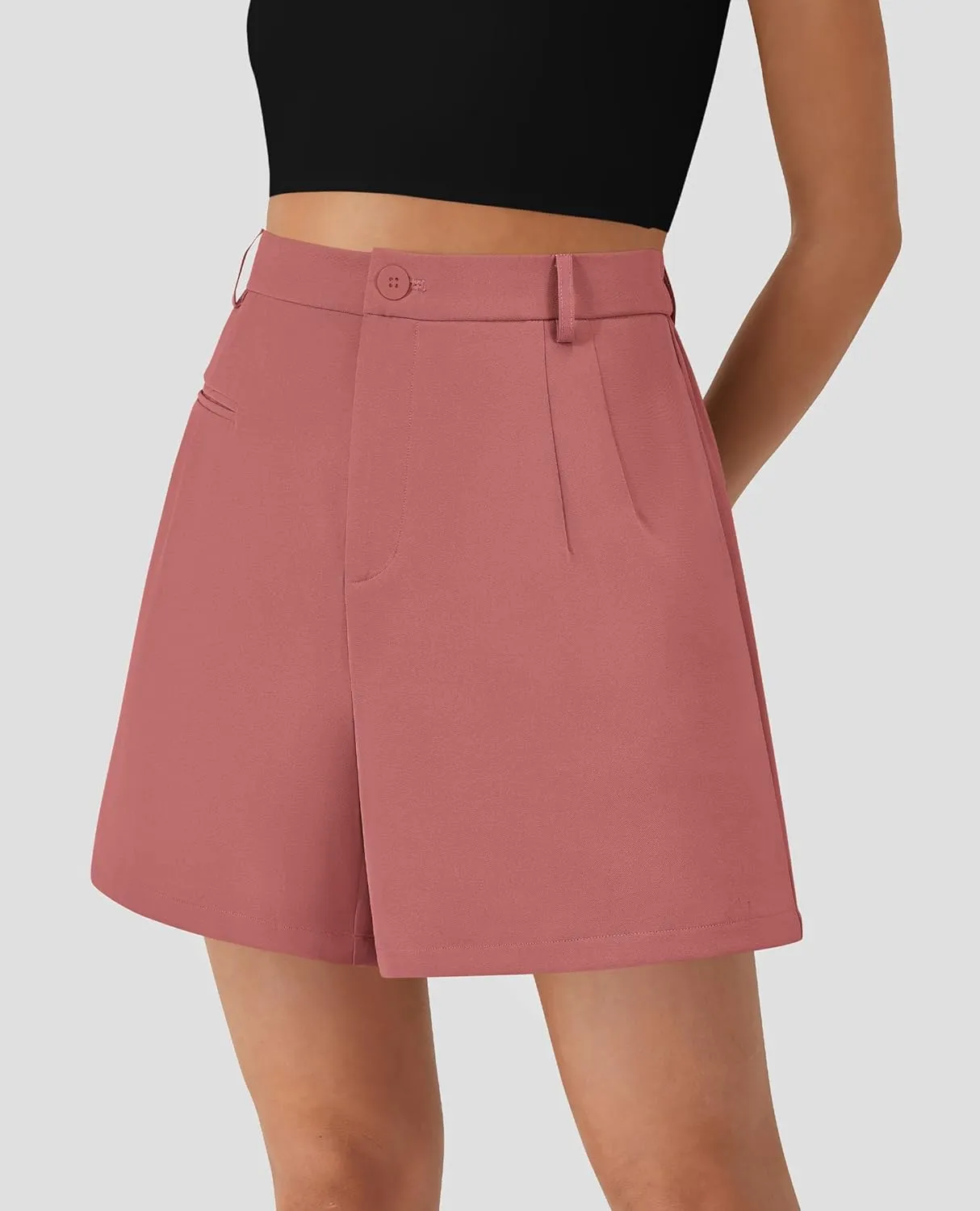 PRETTYGARDEN Shorts for Women Dressy 2025 Summer Elastic High Waisted Wide Leg Business Casual Work Shorts with Pockets