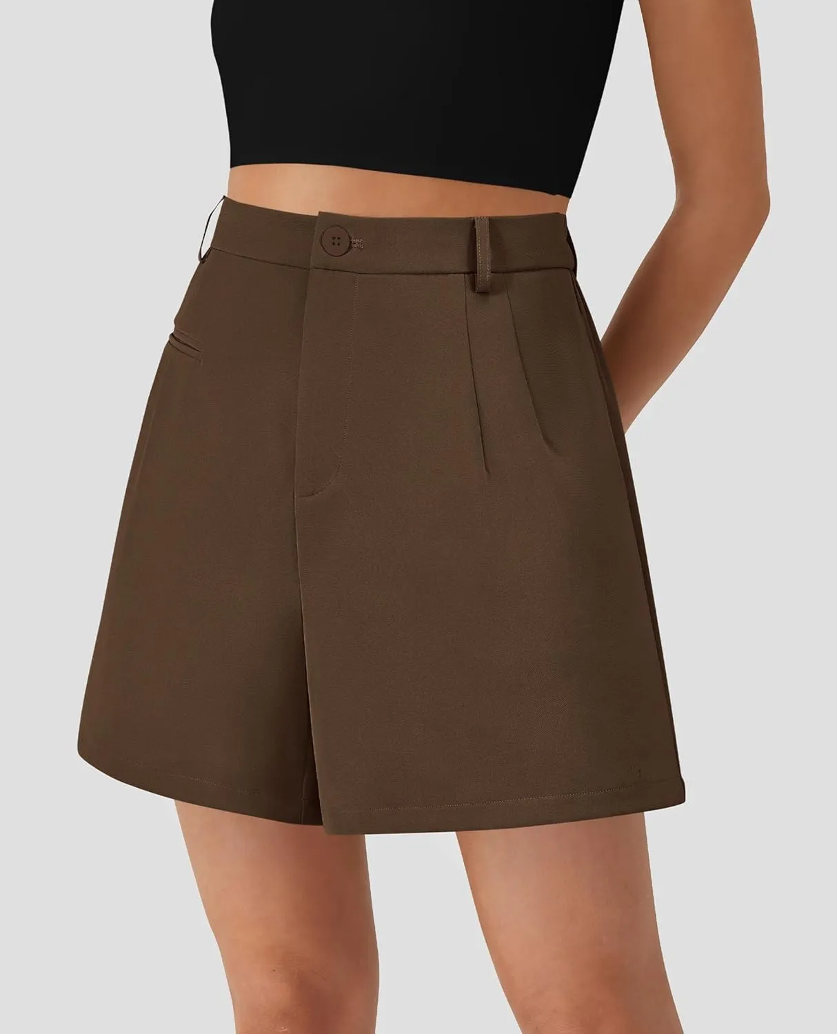 PRETTYGARDEN Shorts for Women Dressy 2025 Summer Elastic High Waisted Wide Leg Business Casual Work Shorts with Pockets