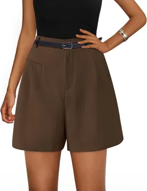 PRETTYGARDEN Shorts for Women Dressy 2025 Summer Elastic High Waisted Wide Leg Business Casual Work Shorts with Pockets
