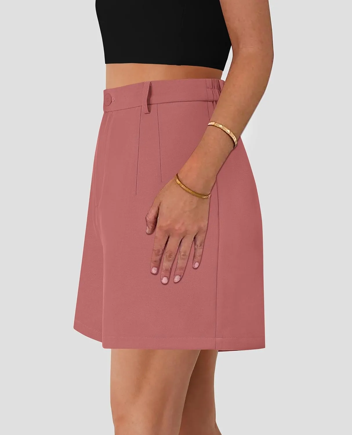 PRETTYGARDEN Shorts for Women Dressy 2025 Summer Elastic High Waisted Wide Leg Business Casual Work Shorts with Pockets