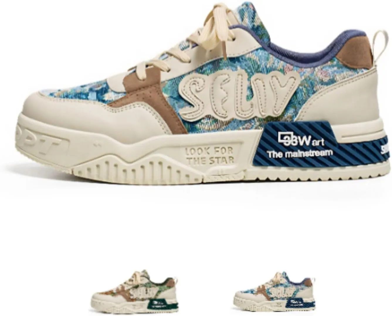 Printed Casual Chunky Printed Sneakers Women Trendy Aesthetic Skate Walking Shoes Platform Couple Shoes