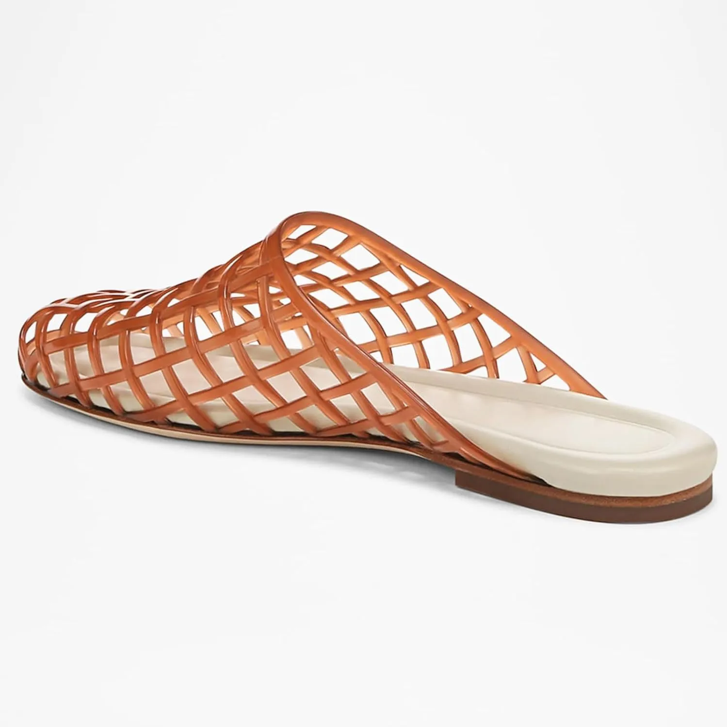 Red Mesh Jelly Mules for Women Clear Hollow Closed Toe Flat Sandals Beach Jellies Slippers Summer Slide Shoes