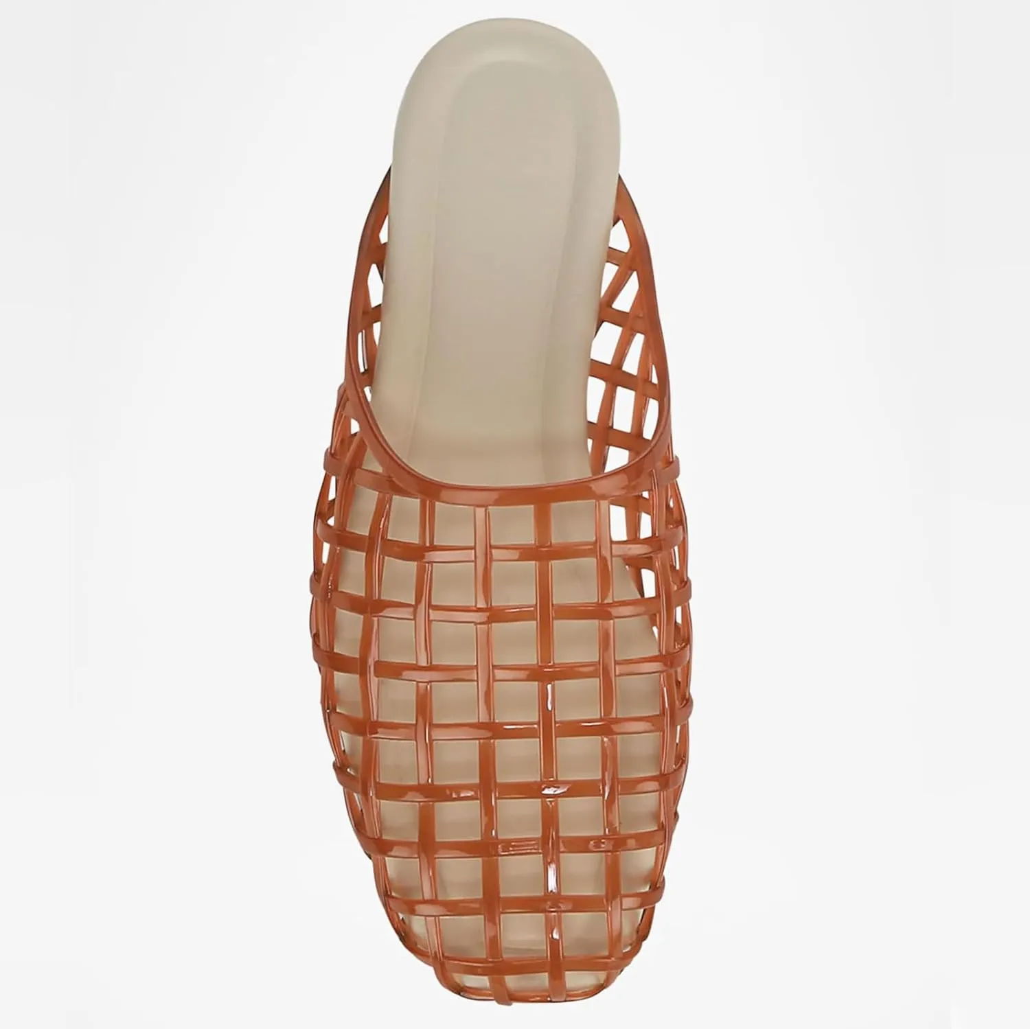 Red Mesh Jelly Mules for Women Clear Hollow Closed Toe Flat Sandals Beach Jellies Slippers Summer Slide Shoes