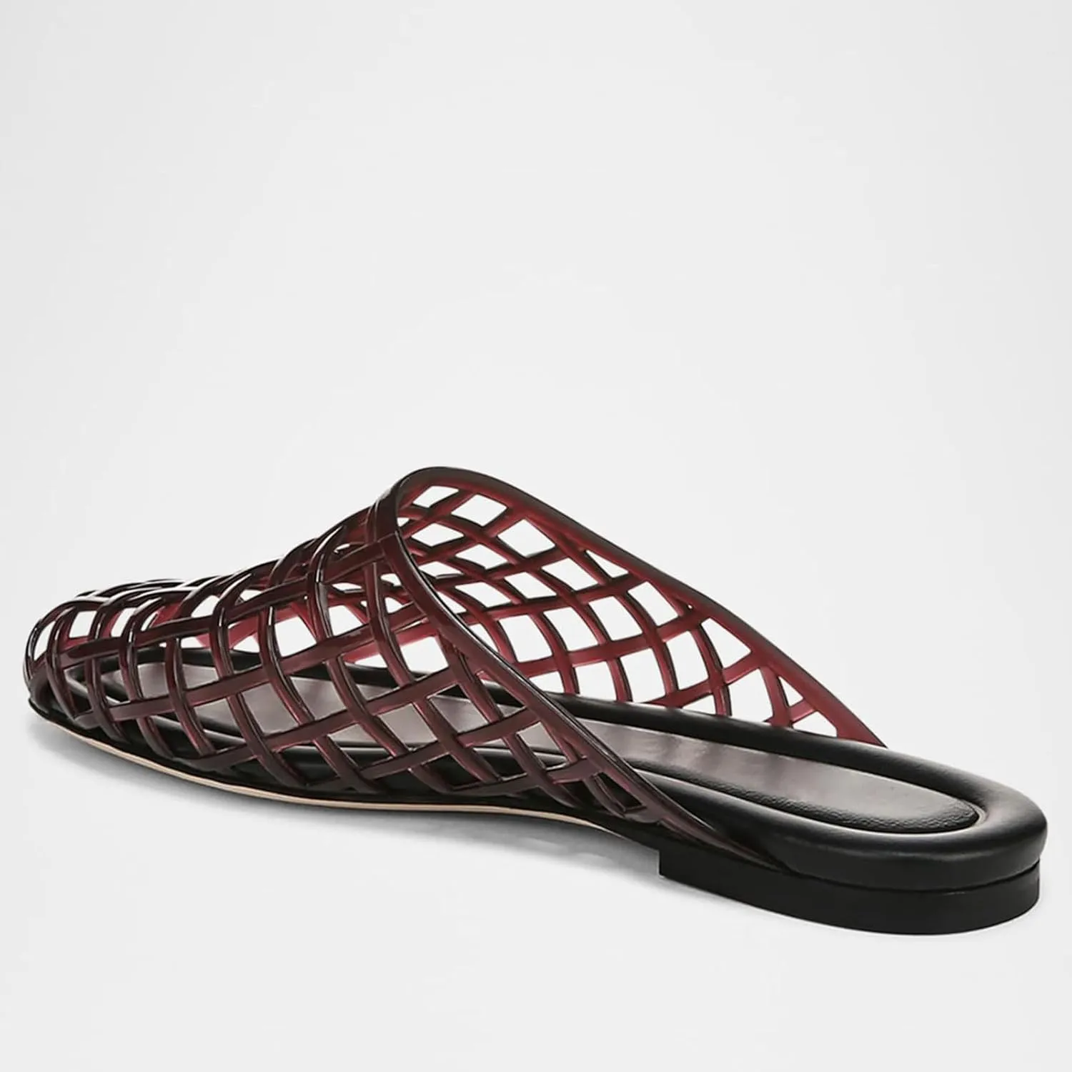 Red Mesh Jelly Mules for Women Clear Hollow Closed Toe Flat Sandals Beach Jellies Slippers Summer Slide Shoes