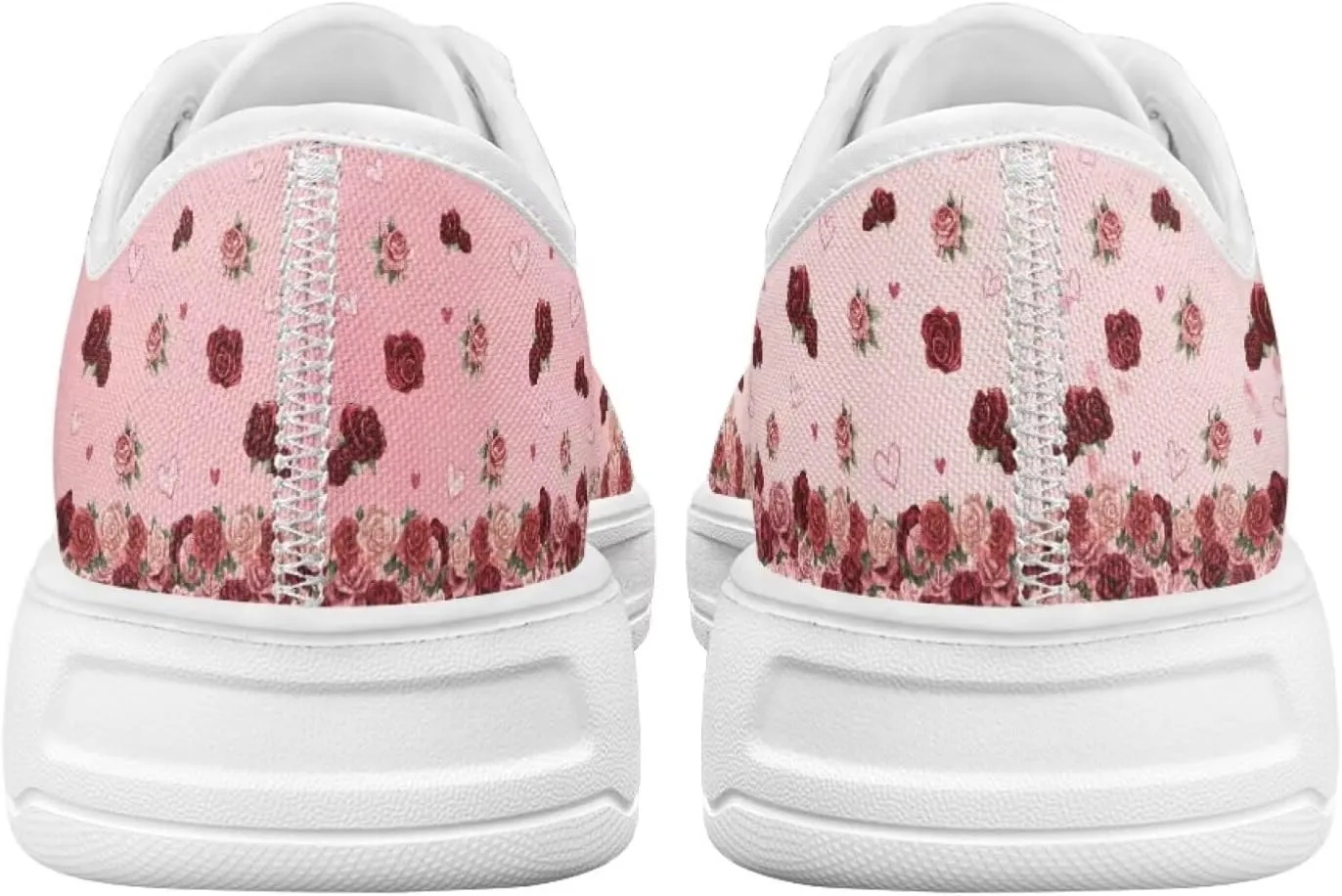 Red Rose Girls Canvas Sneakers Casual Work Animal Print Slip On Tennis Shoes Arch Support Footwear with White Sole